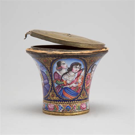 a qajar polychrome enamelled ghalian cup persia 19th century bukowskis
