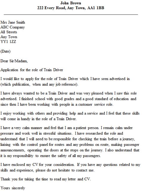 Print or write down your wa driver license, id, or permit number, which will begin with wdl. you will need this number to schedule an appointment. Train Driver Cover Letter Example - icover.org.uk