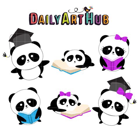 Studious Panda Clip Art Set Daily Art Hub Graphics Alphabets And Svg