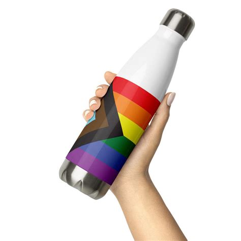 Progress Pride Flag Stainless Steel Water Bottle Gay Pride Etsy