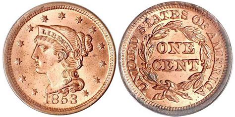 1853 Braided Hair Liberty Head Large Cent Early Copper Penny Coin Value