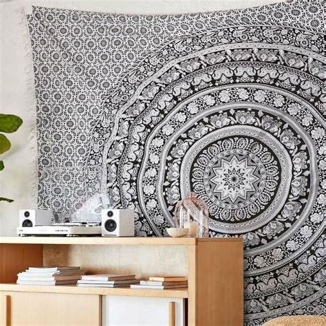 Black (28) white (33) tan (27) beige (21) gray (22) blue (21) red (19) green (18) pink (12) taupe (7). Black And White Elephant Mandala Tapestry Wall Hanging | Elephant tapestry, Tapestry, Mandala ...