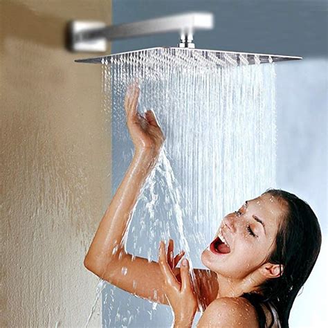 Luxury Square Rainfall Shower Head With Inch Face Brass Swivel Joint Full Stainless