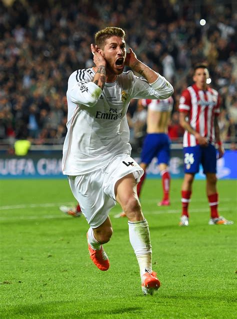 Sergio Ramos Celebrating His 92 48 Goal For Real Madrid In Ucl Final Against Atletico Mad