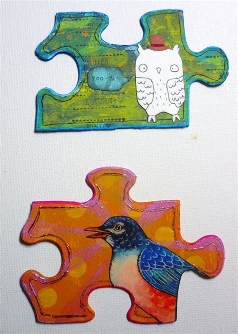 If you don't have any, puzzle sheets from craft stores are a perfect idea! puzzle pieces as canvas | Puzzle piece art, Puzzle piece ...