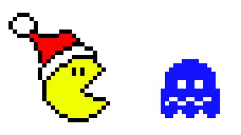 Pacman And Blue Ghost Pixel Art Maker