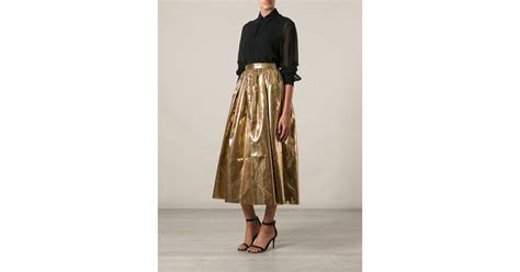 Msgm Long Full Skirt In Metallic Lyst