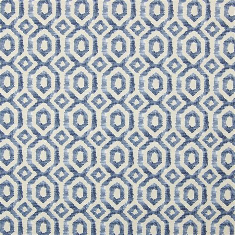 Blue Blue Geometric Cotton Upholstery Fabric