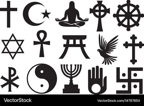 World Religions Symbols Set Royalty Free Vector Image
