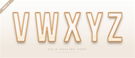Font Logam Emas Yang Realistis Font Garis Besar Emas Jenis Huruf 3d Metalik Alfabet Bahasa