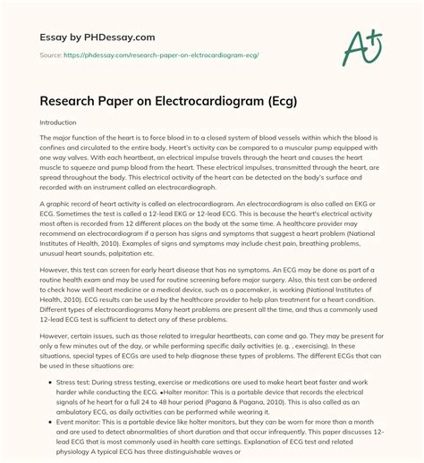 Research Paper On Electrocardiogram Ecg Essay Example
