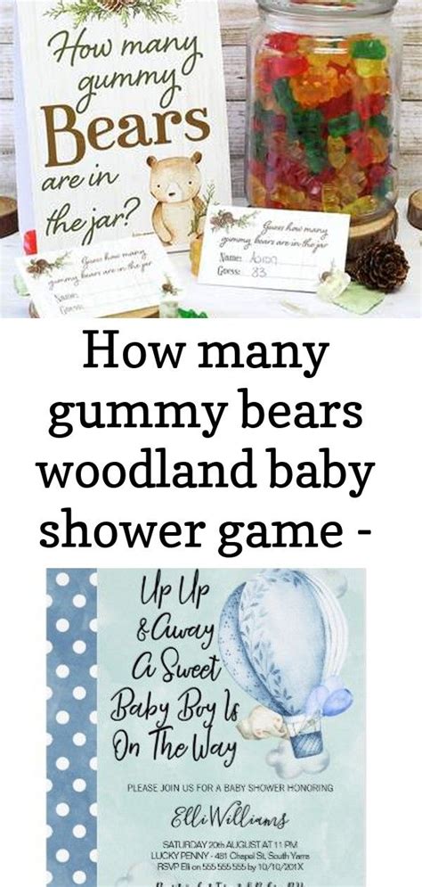 How Many Gummy Bears Woodland Baby Shower Game Standing Sign And 30