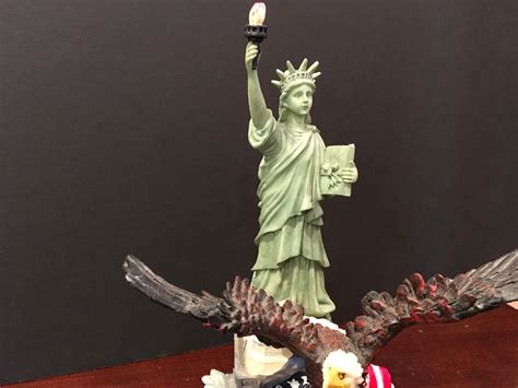 Statue Of Liberty And Bald Eagle American Flag Statuette Etsy