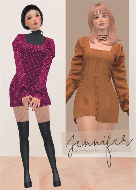 ̗̀ Jennifer Dress ̖́ Ts4 Daisy Pixels