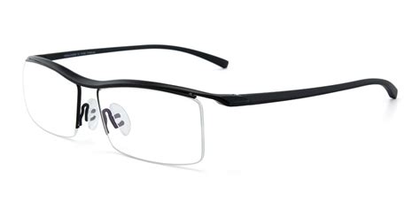 Black Wide Browline Semi Rimless Blue Light Glasses 40001
