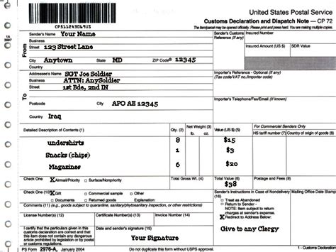 Customs Form 2976 A For