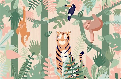 Kids Animals And Jungle Friends Wallpaper Mural Hovia Uk Fondo De