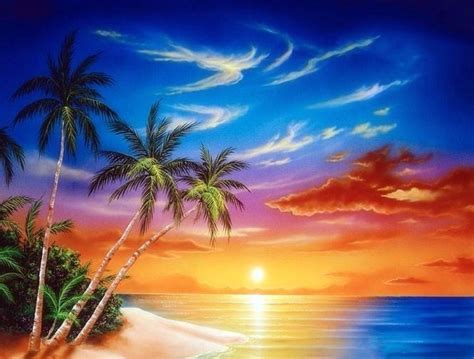 [61 ] tropical island sunset wallpaper