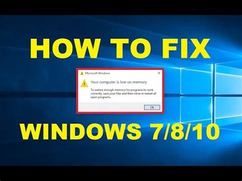 Click advanced system settings, and it will pops up. How To Fix Your Computer Is Low On Memory Error | Windows ...