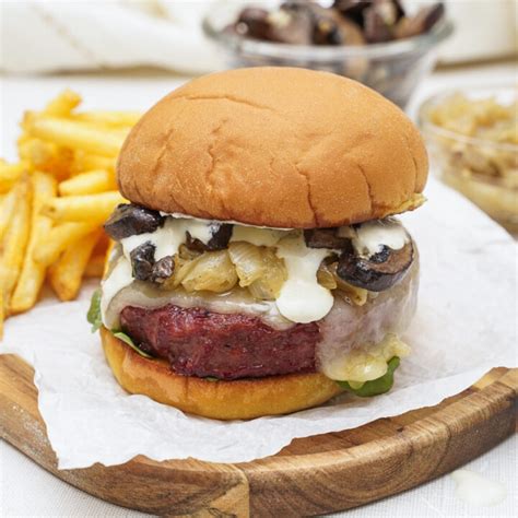 The Ultimate Mushroom Swiss Burger Recipe Couple In The Kitchen