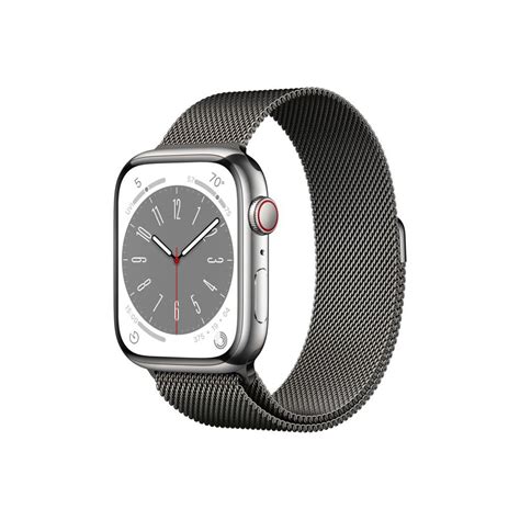 apple watch series 8 gps cellular 45mm graphite stainless steel case with graphite milanese