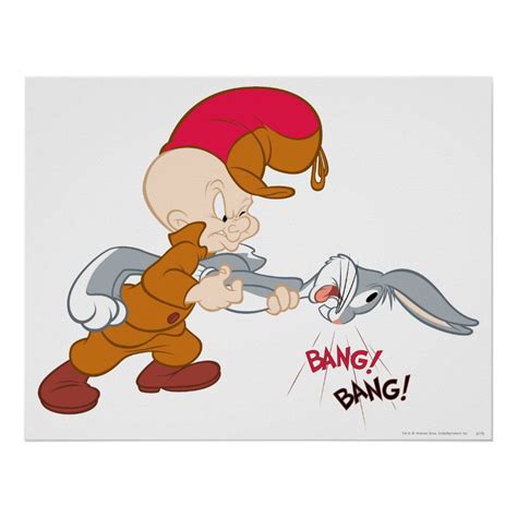 Elmer Fudd And Bugs Bunny Poster Zazzle Bunny Poster Looney