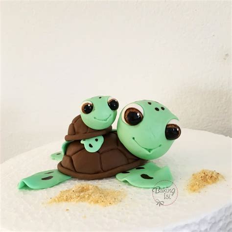 Fondant Turtle Caketopper Gumpaste Schildkröte Turtle Baby Cake