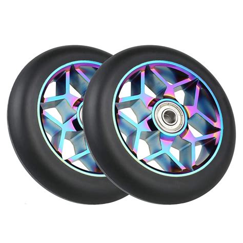 2 Pcs 110mm Scooter Wheels Pu Wheels Thick Stunt With Bearingsblack