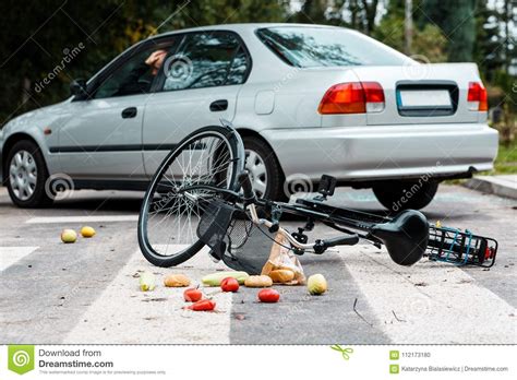 Worried Driver After Hitting Cyclist Stock Photo Image Of Hurt