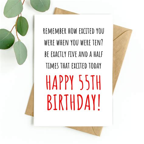 55th Birthday Card Funny 55th Birthday Card Card For Him For Her Card For Mum Dad Husband