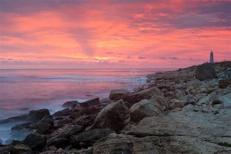 Beautiful Rocky Sea Beach With Lighthouse Stock Photo Image 23982900