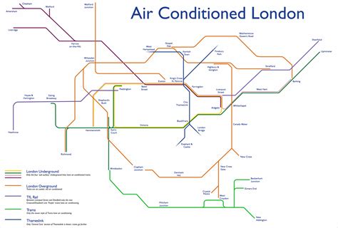 London underground original tube map northern line diagram art print poster. This Tube Map Shows Which Lines Are Air-Conditioned ...