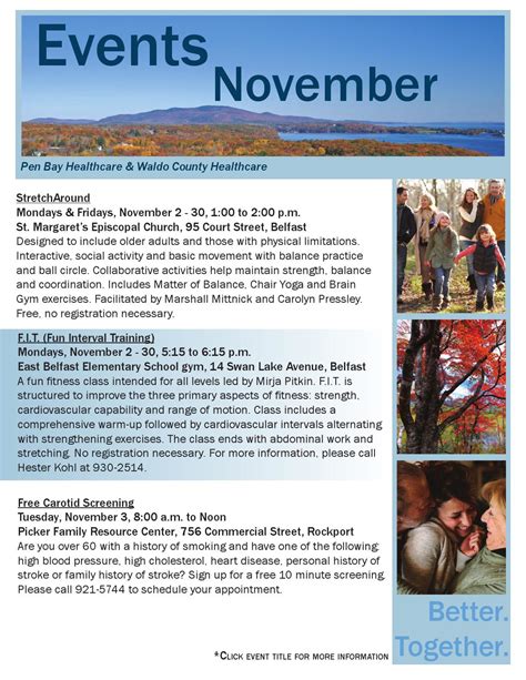 Pen Bay Healthcare And Waldo County Healthcare November Event Calendar