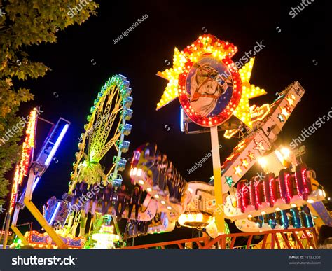 Amusement Park At Night Stock Photo 18153202 Shutterstock