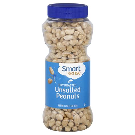 Smart Sense Peanuts Unsalted Dry Roasted 16 Oz 1 Lb 453 G