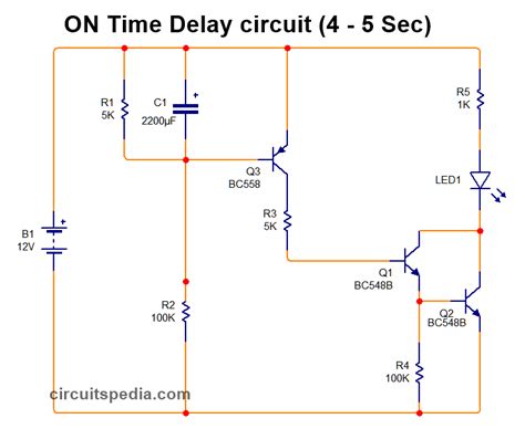 On Delay Timer Circuit Diagram With Relay Using Capacitor