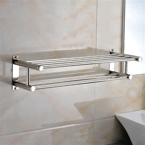 60cm Stainless Steel Double Bathroom Towel Holder Storage Rack Shelf
