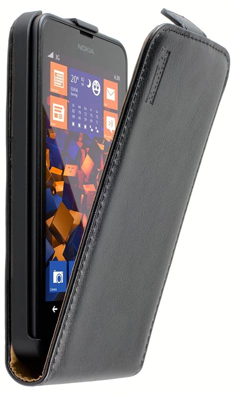 Mumbi Premium Echt Leder Flip Case Nokia Lumia 630635 Tasche Passt