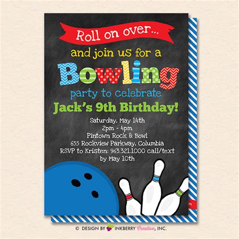 Bowling Birthday Party Invitation Printable Instant Download Edita