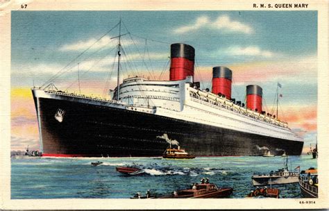 Vtg 1930s Rms Queen Mary Ocean Liner Passenger Ship Cunard White Star