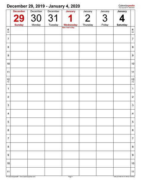 Weekly Calendar Template 8x10 • Printable Blank Calendar Template