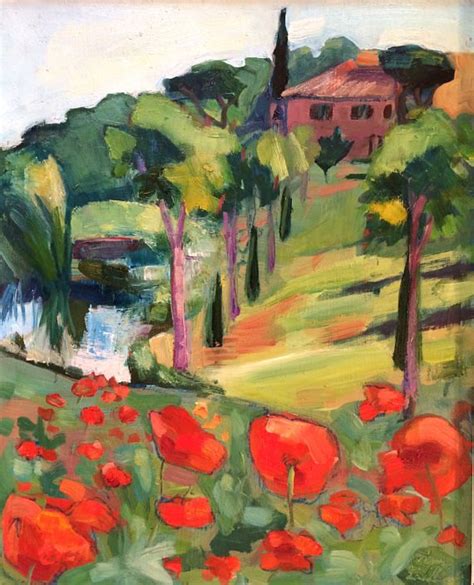 Tuscany Villa Nobile View From The Poppies Plein Air Oil Landscape