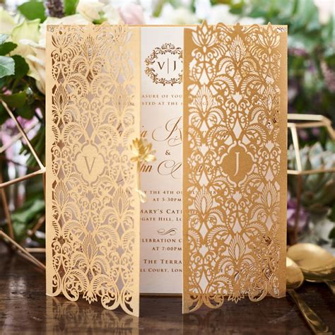 Once you've customized your designs, you can send the wedding. Extravagance in Gold and Rich Marsala Laser Cut Invitation