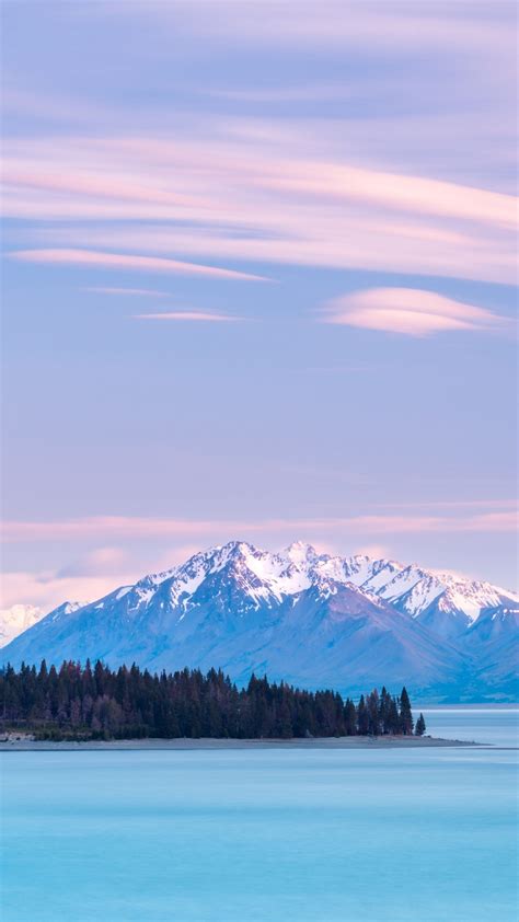 Wallpaper Lake Tekapo New Zealand Mountains Sky Clouds 8k Travel