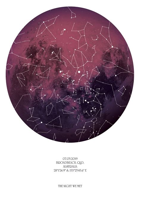 Personalised Star Chart Art Or Poster Of The Night Sky Wall Art Melbourne