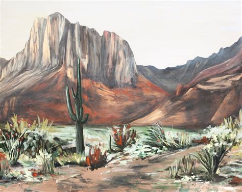 Large Desert Landscape Southwest Cactus Cacti Canvas Art Print Etsy