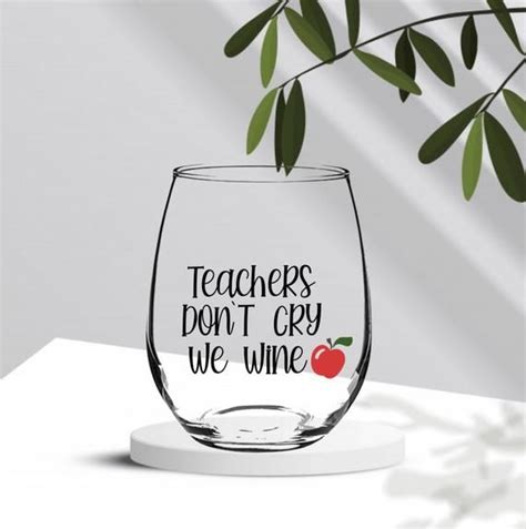 Teacher Themed Wine Glass Present For Teacher Teacher Wine Etsy