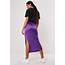 Purple Satin Slip Midi Skirt  Missguided