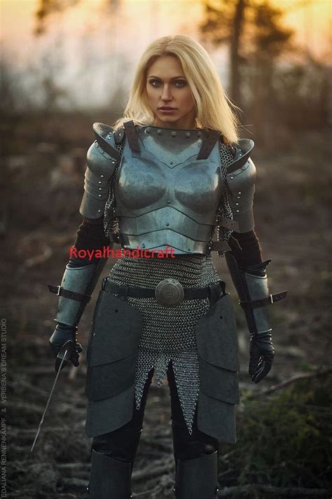 Medieval Woman Lady Armor With Armor Female Knight Warrior Girl Set Chain Mail 18 Gauge Steel