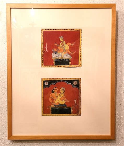 Pair Of Indian Erotic Paintings From A Kama Sutra Series Rockwell